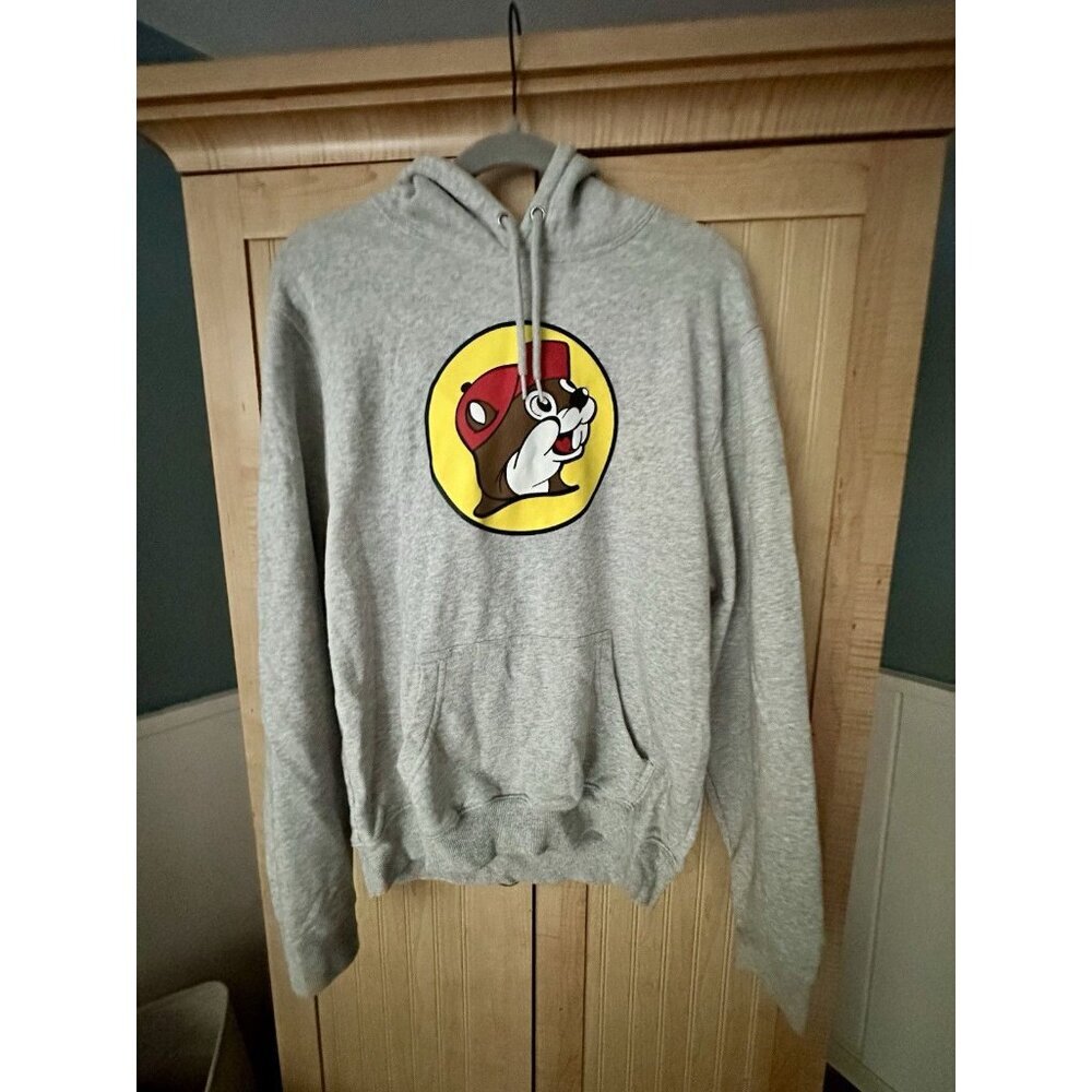 Buc-ee's Logo Graphic Pullover Hoodie Men Slim Fit Medium Gray - Picture 4 of 4